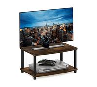 Furinno Turn-N-Tube Soportes de TV elevados de 2 Niveles sin Herramientas, Madera de ingeniería, Ámbar Pino/Negro, 60.5 (W) x 27.9 (H) x 40.1 (D) cm