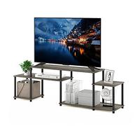 Furinno Turn-N-Tube Versátil Centro de Entretenimiento sin Herramientas, Madera de ingeniería, Roble Francés/Tubo Clásico Negro, 183.4(W) x 58(H) x 39.6(D) cm