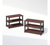 Furinno Turn-S-Tube - Estantes de pie apilables Multiusos de 3 Niveles, Cereza Oscura/Negro, Juego de 2