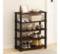 Furinno Turn-S-Tube - Estantes de pie Multiusos de 3 Niveles, Cereza Oscura/Negro, Juego de 2