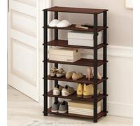 Furinno Turn-S-Tube - Estantes de pie Multiusos de 4 Niveles, Cereza Oscura/Negro, Juego de 2