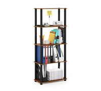 Furinno Turn-S-Tube Estantes sin Herramientas, Madera, Cereza Clara/Negro, Talla única