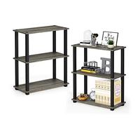 Furinno Turn-S-Tube Juego De 2 Estantes De Almacenamiento De 3 Niveles, Esquineros con Tubos Cuadrados, para Organización En Sala De Estar, Garaje Y Oficina En Casa, Roble Francés