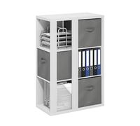 Furinno Viola Estantería De 3 Niveles, Organizador De Almacenamiento Cúbico con Estante Abierto Y Compartimentos, 35 X 75 X 110 Cm, para Salón, Dormitorio Y Oficina En Casa, Color Blanco/Gris Claro
