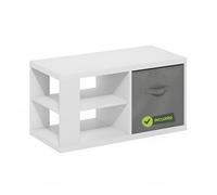 Furinno Viola Mesa de Centro de 3 Niveles con Tablero de 1,2 cm; Estante Abierto y Compartimento; para Sala, Dormitorio u Oficina en casa; Blanco/Gris Claro