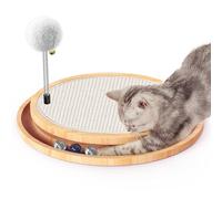 Furjoy Rascador para gatos, almohadilla de sisal natural para gatos, juguete interactivo para gatitos con bola de resorte para perseguir caza, ejercicio físico mental, rompecabezas