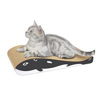 Furjoy Rascador para gatos, cartón con hierba gatera orgánica, almohadilla de rascar duradera de uso reversible [forma curva para hábitos de gatos, 44 x 23 x 8 cm)