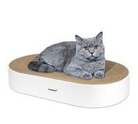 FURJOY Rascador para Gatos Grande 63×35×10 cm, Tablero Ovalado de Cartón Corrugado, Rascador Gato Adulto para Arañar, Descansar y Proteger Muebles, Base Antideslizante, Sin Corcho Tóxico