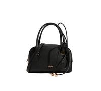 Furla Bolso de mano Poppy Mini Dome, Negro, Piel Granulada, 20 x 11 x 7 cm, Correa Desmontable