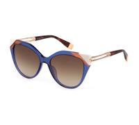 Furla Mujer SFU683 06NA Gafas de sol Acetato Azul Marrón Cat Eye Normal Sombreado