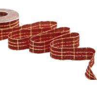 Furlanis - Cadena escocesa, cinta decorativa navideña, paquetes de regalo, paquetes - rojo/dorado, 25 mm x 20 m