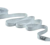 Furlanis - Cinta de raso Boutique con estampado en serigrafía laminada y decoración elegante Feliz Navidad - Plata, 16 mm x 10 m