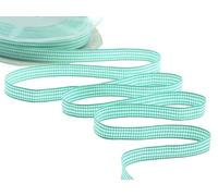 Furlanis - Quadretti Raso Tartán, Cinta Decorativa para Embalaje, Favores, Tejido Italiano - Verde Aguamarina, 10 mm x 25 m