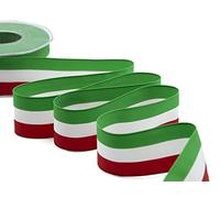 Furlanis - Raso Tricolor Bandera Italiana, Cinta Decorativa para Embalaje, Favores, Tejido Italiano - Roja, Blanca y Verde, 39 mm x 25 m