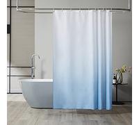 Furlinic Cortina Ducha Antimoho Azul Claro Degradado Poliester Tela Impermeable Lavable Pequeña Cortinas Baño Originales 150x180 cm 10 Anillas Cortina Ducha Plegable