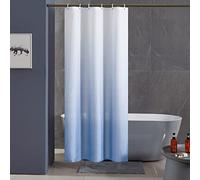 Furlinic Cortina Ducha Antimoho Azul Claro Degradado Poliester Tela Impermeable Lavable Pequeña Cortinas Baño Originales 100x200 cm 6 Anillas Cortina Ducha Plegable