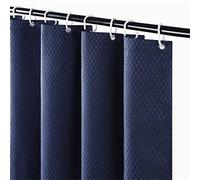 Furlinic Cortina Ducha Antimoho Azul Marino Pequeña Impermeable Tela Poliester Cortinas Baño Originales con 6 Anillas Cortina Ducha 90x180cm