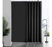 Furlinic Cortina Ducha Antimoho Grande Impermeable Tela Negra Poliester Cortinas Baño Originales Lavables 244x200cm con 16 Anillas Cortina Ducha