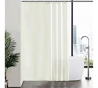 Furlinic Cortina Ducha Antimoho Grande Impermeable Tela Poliester Cortinas Baño Originales Alta 180x220cm con 12 Anillas Cortina Ducha Crema.