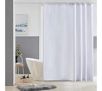 Furlinic Cortina Ducha Antimoho Impermeable Tela Poliester Blanco Cortinas Baño Originales Lavables 180x180cm con 12 Anillas Cortina Ducha