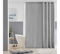 Furlinic Cortina Ducha Antimoho Impermeable Tela Poliester Gris Pequeña Infantil Cortinas Baño Originales Lavables 180x180cm con 10 Anillas Cortina Ducha