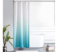 Furlinic Cortina Ducha Antimoho Poliester Tela Impermeable Lavable Pequeña Cortinas Baño Originales Turquesa Degradada 6 Anillas Cortina Ducha Plegable 90x180cm