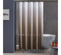 Furlinic Cortina Ducha Antimoho Poliester Tela Impermeable Lavable Pequeña Cortinas Baño Originales 120x200 cm 8 Anillas Cortina Ducha Plegable Taupe Degradada