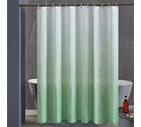 Furlinic Cortina Ducha Antimoho Verde Degradado 180x200 cm Poliester Tela Impermeable Lavable Grande Cortinas Baño Originales 12 Anillas Cortina Ducha Plegable