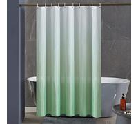 Furlinic Cortina Ducha Antimoho Verde Degradado Poliester Tela Impermeable Lavable Pequeña Cortinas Baño Originales 150x180 cm 10 Anillas Cortina Ducha Plegable