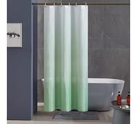 Furlinic Cortina Ducha Antimoho Verde Degradado Poliester Tela Impermeable Lavable Pequeña Cortinas Baño Originales 100x200 cm 6 Anillas Cortina Ducha Plegable.