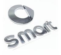 FURLOU Coche Emblemas para Smart EQ fortwo 2018-2023,Insignia Etiqueta Frontal Capó Maletero Emblema Logo Adhesivo Pegatina Embellecedores Accesorios Carrocería,Silver