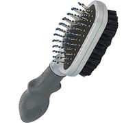 FURminator Cepillo doble para perros y gatos: cepillo 2 en 1 para el cuidado del pelaje para eliminar nudos, pelo suelto y suciedad, gris