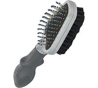 FURminator Cepillo doble para perros y gatos: cepillo 2 en 1 para el cuidado del pelaje para eliminar nudos, pelo suelto y suciedad, gris
