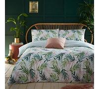 furn. Bali Palma Super King Cubierta del Duvet, algodón, poliéster, Verde | Estampado botánico tropical reversible inspirado en la selva con exuberantes hojas de palma