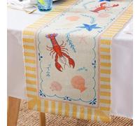 furn. Brunch Stripes Camino De Mesa - Lavable Diseño De Langosta Rayas Náuticas Secado Rápido Mesa Decoración (Multicolor - 180x35cm)