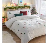 furn. Christmas Together Juego De Funda (Nieve - King) | Festivo Bou orro Polar Invierno Ángel De Nieve Bordado Ropa De Cama