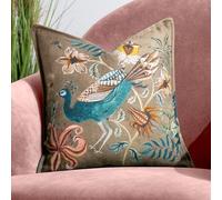furn. Cojín con Relleno de Plumas, Aspecto de Lino, Color azafrán y Pavo Real de Wylder Holland Park