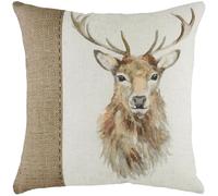 furn. Cojín con Relleno de Plumas y Estampado de Ciervos de arpillera de Evans Lichfield
