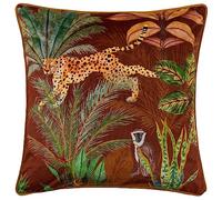 furn. Cojín con Relleno Rico en Plumas y Ribetes de Terciopelo con diseño de Guepardo Aranya de Wylder
