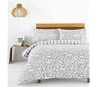 furn. Creativa De Tela Skandi Woodland Duvet Set, Algodón, Gris Claro, El Rey, King