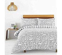 furn. Creativa De Tela Skandi Woodland Duvet Set, Algodón, Gris Claro, Individual