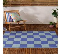 furn. Cuadroserboard Alfombra - Reciclada Interior/Exterior Reversible Cuadroserboard Resistente Al Clima Fácil De Limpiar Alfombra (Azul - 120x180cm)