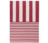 Furn. Deck Stripe Alfombra - Interior/Exterior Rayada Lavable Resistente Al Clima Ligera Alfombra (Blanco/Rojo - 120x170cm)