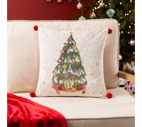 furn. Deck The Halls Tree Embroidered Cushion Cover