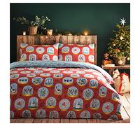 furn. Doce días de Navidad Doble Druvet Funda, Algodón, Poliéster, Rojo