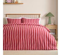 furn. Dual Tone Juego De Funda Nórdica - Reversible Moderno A Rayas Fácil Cuidado Ropa De Cama (Rosa Rojo - Super King - 260x220cm)