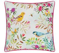 Furn. Evans Lichfield Cojín Relleno de Plumas Estampado Daisy Hill Willow Birds - Multicolor/Rosa - 45x45cm