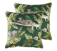 furn. Evans Lichfield Jungle Leopardo poliéster Relleno Cojines (Paquete Doble), poliéster, Verde