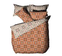 furn. Folk Flora nórdica y Funda de Almohada Conjunto, Naranja, Doble