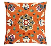 furn. Folk Flora Outdoor Polyester Filled Cushion, Polyester, Orange, 43 x 43cm